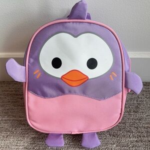 Toddler backpack pink and purple penguin back bags